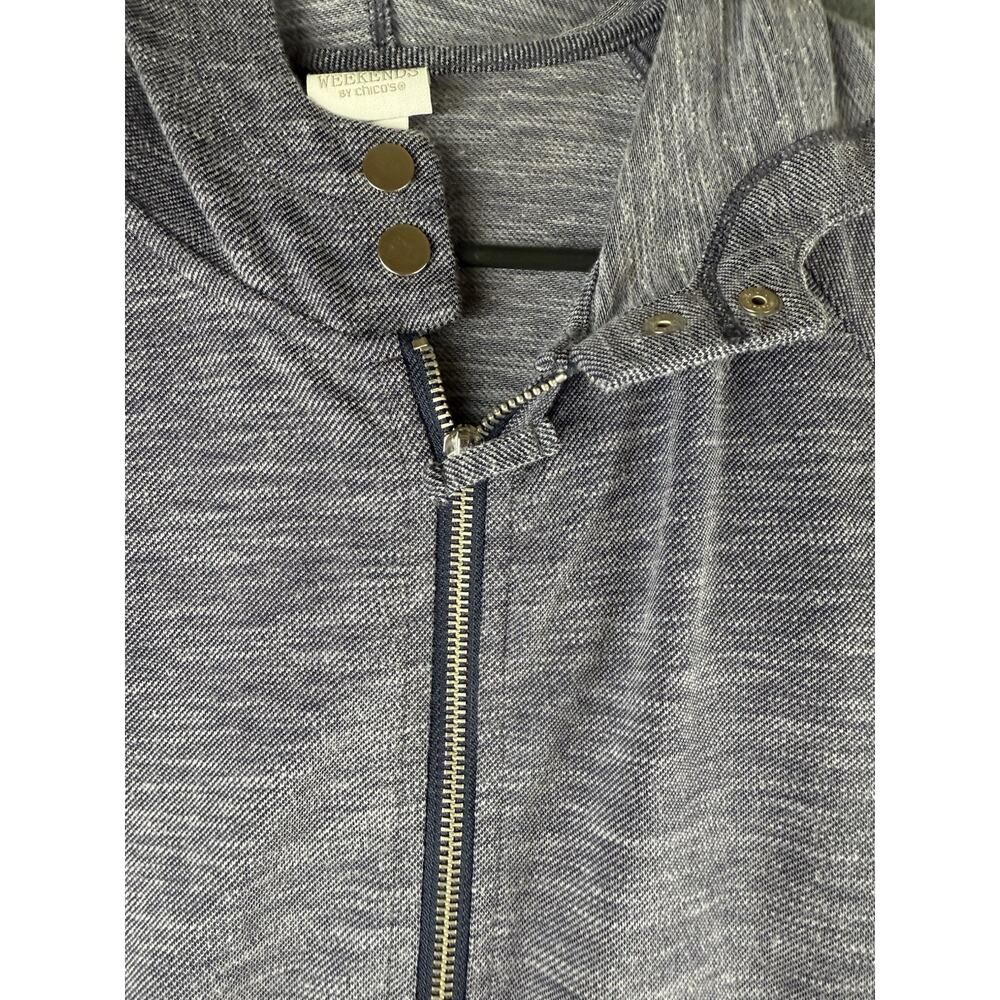Weekends By Chicos Blue Zip Front Jacket Size 2 L… - image 3